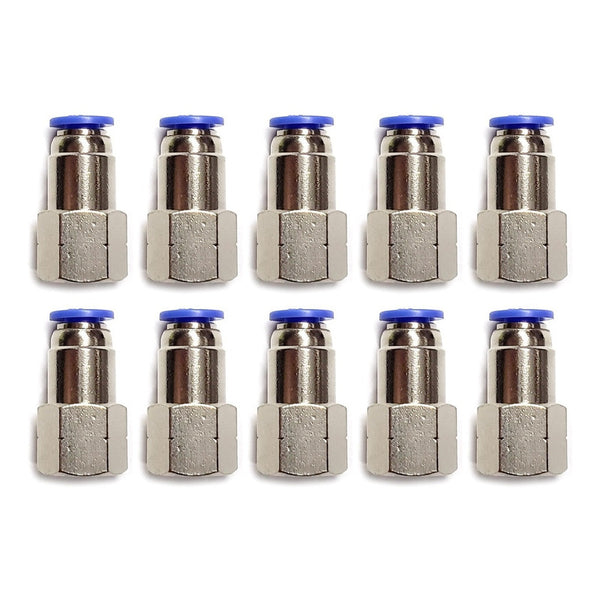 10 Pc of Straight Female Pneumatic Connector/Fitting 1/8 X 1/8