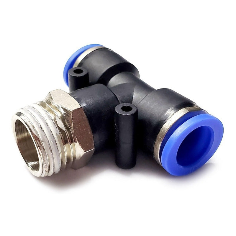 5pc Push-in Tee Pneumatic Fitting 1/2 Npt Male X 1/2 Hose.