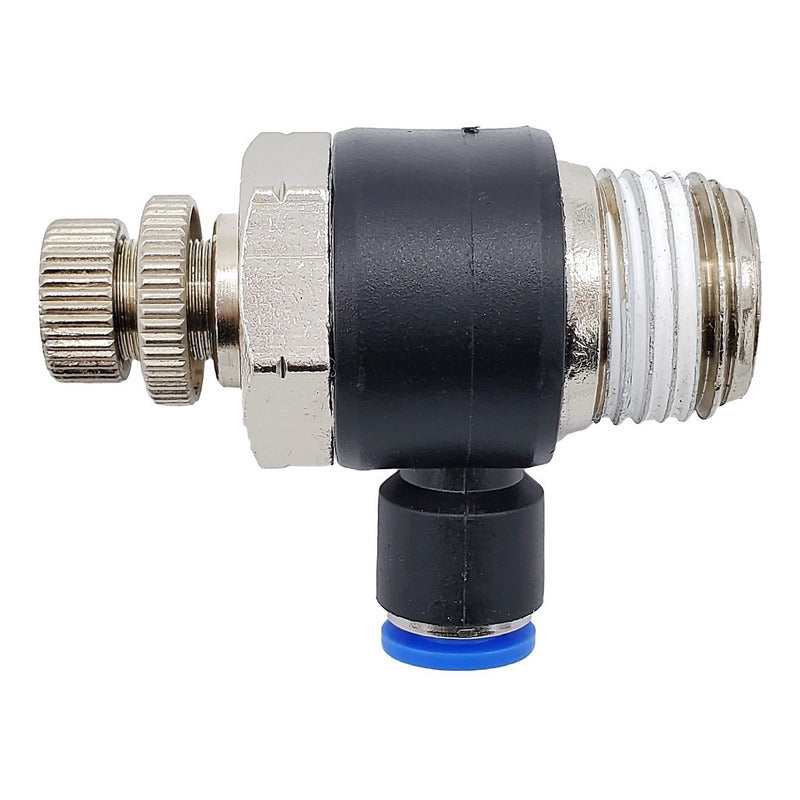 Conector /regulador De Caudal Neumático Codo 1/2 Npt X 6mm