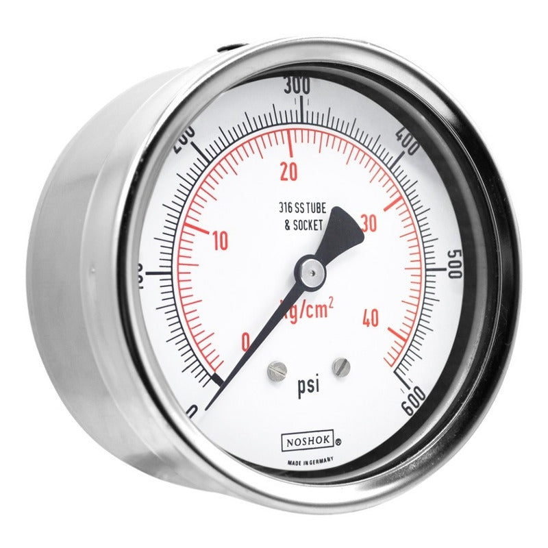 Noshok 4 PLG Stainless Steel Pressure Gauge, 600 Psi, Conx. Later