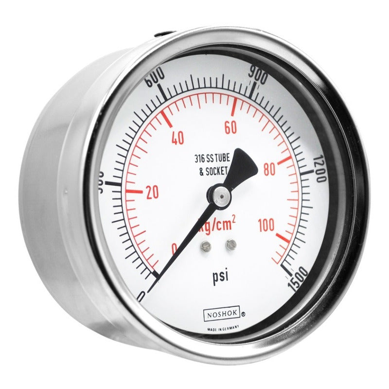 Noshok 4 PLG Stainless Steel Pressure Gauge, 1500 Psi, Conx. Later