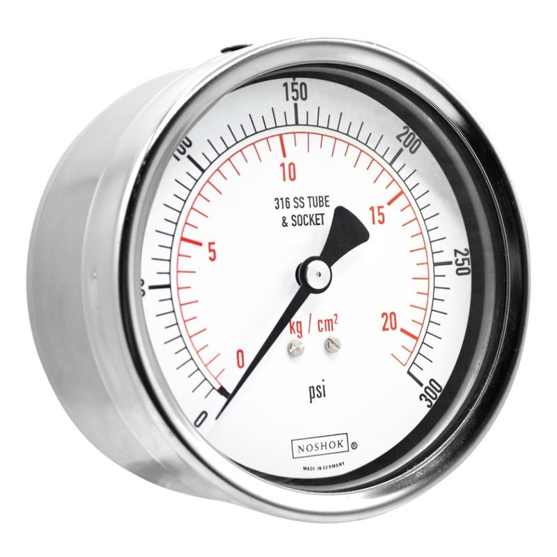 Noshok 4 PLG Stainless Steel Pressure Gauge, 300 Psi, Conx. Later