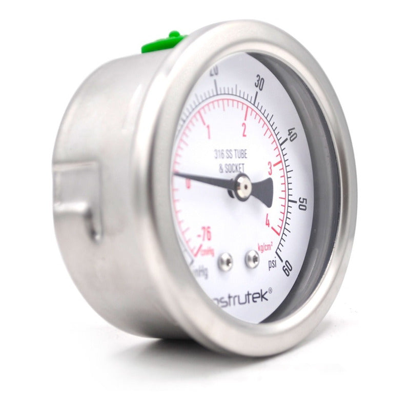 Pressure gauge, Glycerin 2.5 PLG -30 Inhg/60psi, Rear.